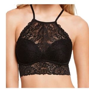 VS Black Lace High Neck Push Up Bralette